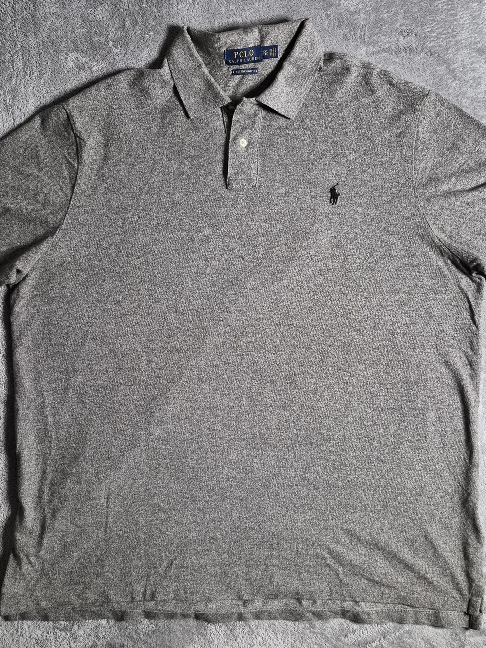 Vintage Polo Ralph Lauren Mens XXL Custom Slim Fit Gray Polo Shirt EUC